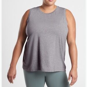 Athleta plus size 3X vital tank‎ 2.0 gray stretch athletic athleisure high neck